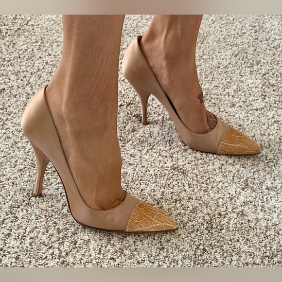 Prada Satin Heel with Croc Embossed Toe Sz 38 - Picture 7 of 7